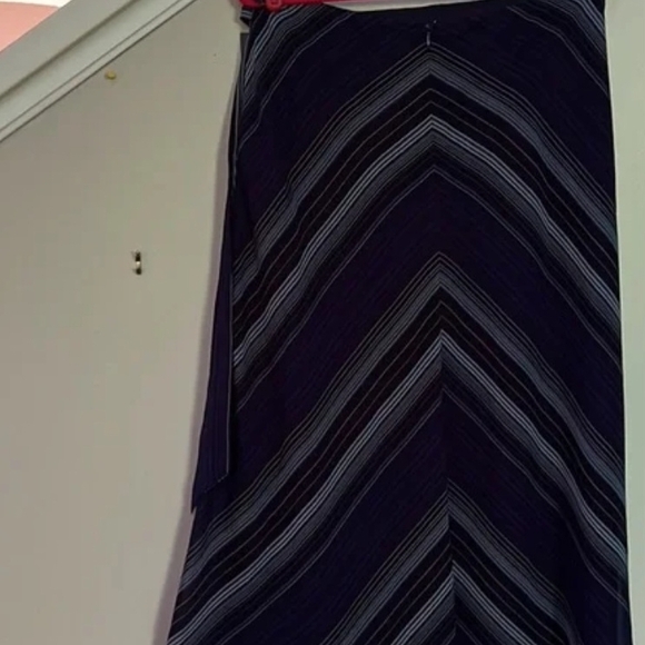 Lauren Ralph Lauren Striped Blue Faux Wrap Skirt - Picture 7 of 13